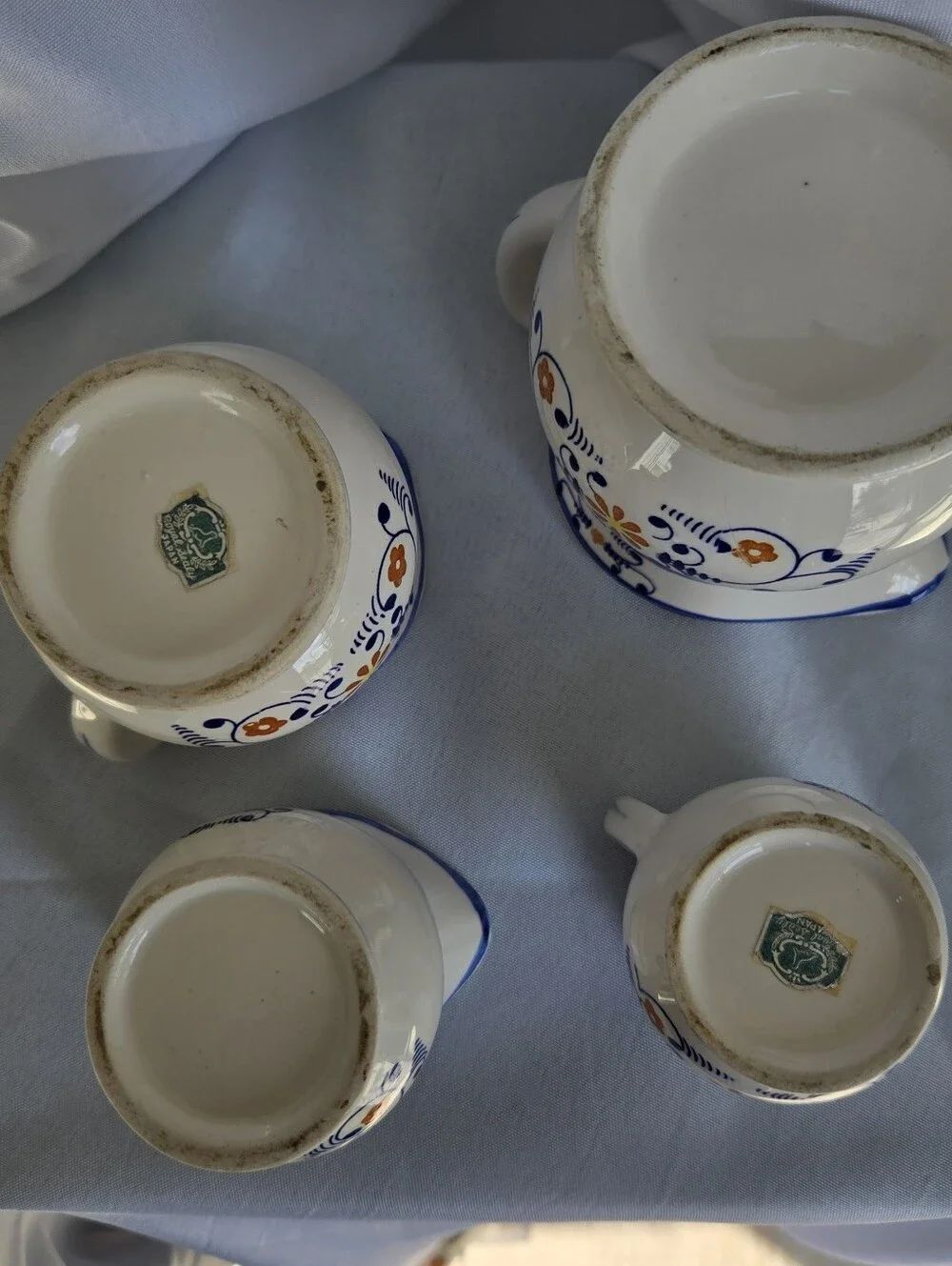 Vintage Blue Onion Nesting Measuring Cup Pitchers Set of 4 Royal Sealy Japan